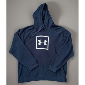 Under Armour Pullover Hoodie Sweatshirt Blue White Print Big Logo 3XL JBHS